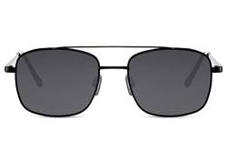 Cheapass Sonnenbrille Schwarz-Metall eleganter breiter Pilotenstil mit schwarzen recycelten Gläsern UV400 Schutz Männer von Cheapass
