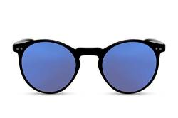 Cheapass Sonnenbrille Schwarz Rund Verspiegelt Nerd Retro Unisex von Cheapass