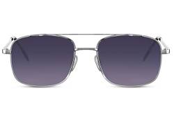 Cheapass Sonnenbrille Silber-Metall eleganter breiter Pilotenstil mit schwarzen recycelten Verlaufsgläsern UV400 Schutz Männer von Cheapass