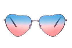 Cheapass Sonnenbrille herzförmiger Rahmen lile Metall Rahmen mit Blau/Rot durchscheinendeb Linsen UV400 geschützt Frauen von Cheapass