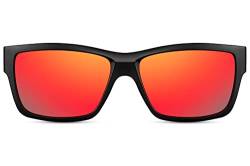 Cheapass Sonnenbrille rechteckige moderne Herren Sonnenbrille in schwarz, robuste Sonnenbrille mit rot verspiegelten Gläsern und UV-Block von Cheapass