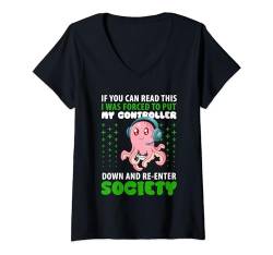 Damen octopus gamer videospiel gaming T-Shirt mit V-Ausschnitt von Check out my Gamer Shirts
