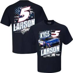 Chase Elliott #9 NASCAR 2024 NAPA Stars and Stripes Patriotisches klassisches marineblaues T-Shirt, Kyle Larson - Hendricks, XX-Large von Checkered Flag Sports