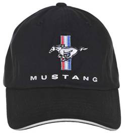 Karierte Flagge Herren Ford Mustang Cap Tri-Bar Pony Logo Verstellbar Schwarz Hut, Schwarz, Einheitsgröße von Checkered Flag Sports