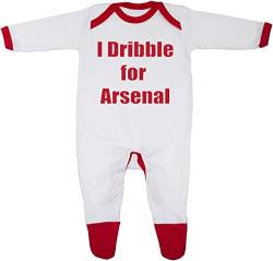 Cheekytots Baby-Strampler mit Aufschrift I Dribble For Arsenal, 100% Baumwolle Gr. 0-3 Monate, White/Red Trim von Cheekytots