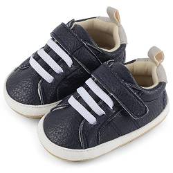 Cheerfu Mario Lauflernschuhe Baby Jungen Mädchen Baby Born Erste Schuhe Weiche Leder rutschfest Sohle Marine 3-6 Monate (1) von Cheerful Mario