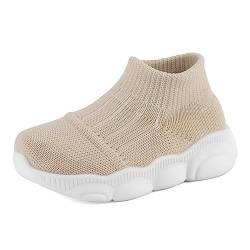 Cheerful Mario 1-4 Jahre Lauflernschuhe Baby Jungen Mädchen Krabbelschuhe Hausschuhe Sockenschuhe für Kleinkind Beige 23/24 EU von Cheerful Mario