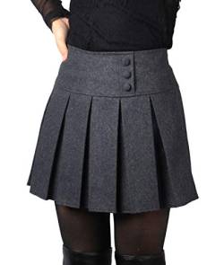 Cheerlife Damen Heiß Schule Mädchen Kariert Röcke Minirock Wollrock Faltenröcke kurz Skirt 15 Grau von Cheerlife