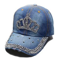 Cheerlife Damen Jeans Baseball Cap Mütze Kappe mit Strass Schriftzug und Glitzer Hip Hop Hut 16 von Cheerlife