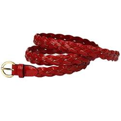 Cheerlife Damen Schmaler Geflochten Gürtel Flechtgürtel 2,2cm Ledergürtel Jeans Kleid Belt Gürtel (Rot) von Cheerlife