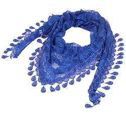 Cheerlife Damen Spitze Dreieckshalstuch Halstuch Tuch Schal Kopftuch mit Fransen Blau von Cheerlife