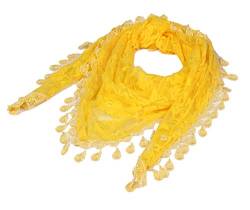 Cheerlife Damen Spitze Dreieckshalstuch Halstuch Tuch Schal Kopftuch mit Fransen Gelb von Cheerlife