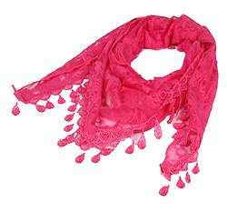 Cheerlife Damen Spitze Dreieckshalstuch Halstuch Tuch Schal Kopftuch mit Fransen Pink von Cheerlife