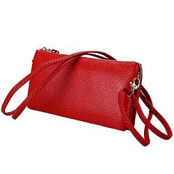 Cheerlife Kleine Ledertasche Damen Umhängetasche Schultertasche Handtasche aus Echt Leder Mini Messenger Bag (Rot) von Cheerlife