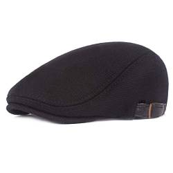 Cheerlife Schiebermütze aus Baumwolle Flatcap Schirmmütze Herrenmütze mit Schirm 55-60cm Herbst Winter Mütze (Einfarbig Schwarz) von Cheerlife