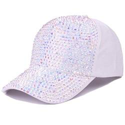 Cheerlife Damen Baseball Cap Verstellbar Baseballmütze Basecap mit Glitzer Sonnenhut Sonnenschutz Schirmmütze Fashion Baseballkappe für Outdoor Sport Reisen (Weiß) von Cheerlifee