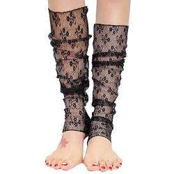 Cheerlife Damen Spitze lose lange Strümpfe Durchsichtig Socken Stulpen Ärmel UV-Schutz dünne Dual-Use Manschette (Blumen Schwarz) von Cheerlifee