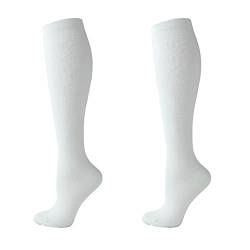 Cheeroyal (2 Paar) Kompressionssocken für Männer und Frauen, Flight-Socken, Kompressionssocken, Laufsocken für Laufen, Shin Splints, Kreislauf und Wiederherstellung (S-M, Weiß) von Cheeroyal