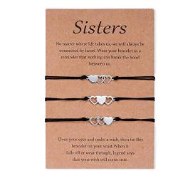 CheersLife 3 Stück Schwester Armband Edelstahl passende Armbänder Geschenk für Mutter und Tochter Hollow Out Herz Armbänder von CheersLife