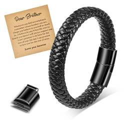 CheersLife Bruder Armband Männer Geflochtenes Echtes Leder Armband Geschenke Weihnachten Geburtstagsgeschenke Für Bruder Erwachsener Bruder Graduierung Geschenk Von Schwester von CheersLife