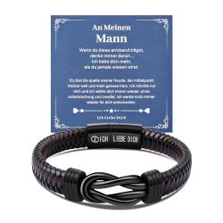 CheersLife Ehemann Freund Geschenke Ideen Von Frau Freundin, Knoten Lederarmband Für Männer Zu Meinem Mann Jahrestag Geburtstag Geschenke Für Ihn Ich Liebe Dich Herren Armbänder Leder von CheersLife