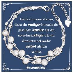 CheersLife Freundschafts Armband Silber 925 Damen,3 in 1 Damen Perlenarmband,Inspirierendes Armband Geburtstagsgeschenk Für Frauen Freunde Töchter Mutter Kollegen Weihnachten Kreative Geschenke von CheersLife