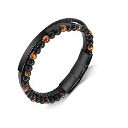 CheersLife Herren Armband Geschenk für Männer - Lerderarmband für Sohn/Freund/Ehemann - Geflochten Echtleder Breites Wickelarmband mit Magnet Verschluss-Weihnachten Valentinstag Geburtstag Geschenk von CheersLife