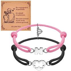 CheersLife Magnetisches Pärchen Armband für Verbundene Paare,Partnerarmbänder Herz Weihnachten Geschenke für Herren Damen Ein Valentinstags Geschenk für Sie Ihn Freundschaftsarmbänder(Schwarz/Rosa) von CheersLife