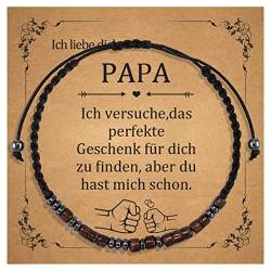 CheersLife Morsecode Armband Für Papa, Papa Armband, Papa Geschenk, Vatertag Geschenk Für Papa, Weihnachten Geburtstagsgeschenk Für Papa Wickeln Strang Holzarmband I Love You von CheersLife