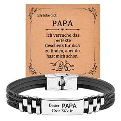 CheersLife Papa Armband Lederarmband Vatertagsgeschenk - Gravur Bester Papa der Welt Papa Leder Armband Geschenk für Papa Vater,Weihnachts und Geburtstag Geschenk für Papa von CheersLife