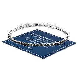 CheersLife Silber Armband Damen mit Shining 5A Zirkonia Kristall Tennis Armband Geschenk für Freundin Mutter Ehefrau,Glänzender Diamant Verstellbares Armband für Weihnachten(Schwarz) von CheersLife