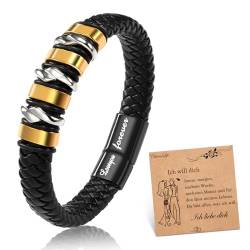 CheersLife Valentinstag Geschenke für Ihn Herren Armband Leder Männer Armband Liebe Dich Für Immer Männer Geschenk Armband Für Ehemann Geburtstagsgeschenk Für Herren Lederarmband Geschenk Für Freund von CheersLife