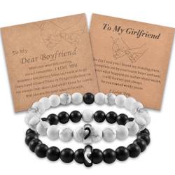 CheersLife Valentinstag Geschenke für ihn sie Partnerarmbänder 2 Stück Armband Pärchen Armband Paar Armbänder Paare Geschenke Hälfte Herz Ring Armband Partner Geschenk Geburtstag für Freund Freundin von CheersLife