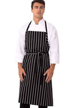 Chef Works Unisex Englische Kochschürze, Schwarz mit Kreidestreifen, Einheitsgröße von Chef Works