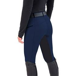 Chejarity Damen Reithose High Waist Vollbesatzreithose Reitleggings mit Silikonvollbesatz und Handytasche Skinny Fit Reithose Economic Vollbesatz Mädchen Reithose von Chejarity