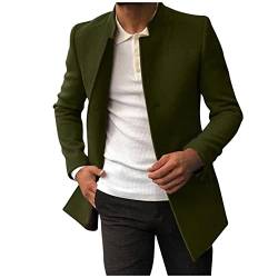 Chejarity Herren Casual Slim Fit Wollmantel Herbst und Winter Lose Jacke Lässige Mode Einreihigen Tweed Gefüttert Mittellangen Mantel Kurzmantel Warme Jacket Business Freizeit Windbreaker Jacken von Chejarity