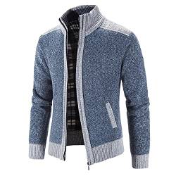 Chejarity Herren Classic Strickjacke Cardigan Feinstrick Winterpullover mit Stehkragen und Reißverschluss Männer Zipper Hoodie-Pullover Übergangsjacke Wintermantel von Chejarity