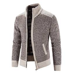 Chejarity Herren Classic Strickjacke Cardigan Feinstrick Winterpullover mit Stehkragen und Reißverschluss Männer Zipper Hoodie-Pullover Übergangsjacke Wintermantel von Chejarity