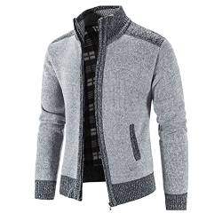 Chejarity Herren Classic Strickjacke Cardigan Feinstrick Winterpullover mit Stehkragen und Reißverschluss Männer Zipper Hoodie-Pullover Übergangsjacke Wintermantel von Chejarity