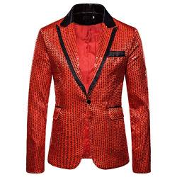 Chejarity Herren Sakko Regular Fit Gold Pailletten Anzug Lässig Leistung Kleidung Blazer Modern & Sportlich I Jackett für Business Hochzeit Freizeit Klassische Anzug-Jacke von Chejarity