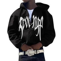 Chejarity Herren Y2K Jacke Zip Up Hoodies Klamotten Sipperjacke für Paare Hip-Hop Sweatshirt Vintage Clothes Kapuzenjacke Unisex Locker Sweatjacke mit Kapuze 90er E-Girl Top von Chejarity