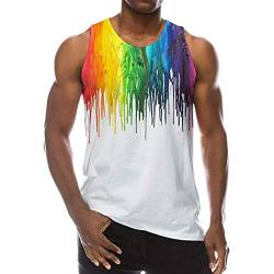 Herre Sommer Tank Tops 3D Grafik Drucken Bunt Tanktop Weste Muskelshirt Ärmellose T-Shirts Lustige Muster Achselshirt für Männer Sportweste von Chejarity