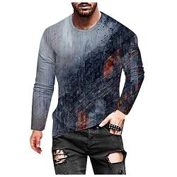 Herren Bunte Langarmshirt Henley T-Shirt Langarm Lässige Männer Rundhals Langarmshirt Langarm Aufdruck Oberteil Longshirt von Chejarity