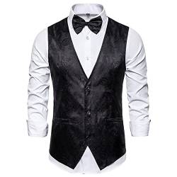 Herren Western Weste Formale Business Party Männer Bühne Performance Fischgrätmuster Anzug Vest Slim fit V-Ausschnitt für Studio-Host Sängerin Zeremonienmeister Master Dance Anzugweste von Chejarity