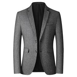 Sakko Herren Sportlich, Regular Fit Herbst und Winter Trend von Retro Gebürstet Blazer Kragen Einzelne Reihe von Zwei Tasten Slim Runden Saum Tasche Kleinen Hochzeit Smoking Anzug Lässigee Jacke von Chejarity