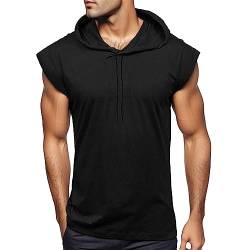 Tank Tops Herren Sommer Sportshirt Ärmellos Hoodie Muskelshirt Gym Workout Fitness Slim Fit Achselshirt Männer Bodybuilding T-Shirt Sportweste Unterhemden von Chejarity