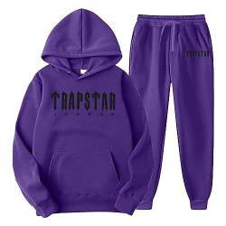 Trapstar Anzug Herren Trapstar Jogginganzug 2-Teilig Herbst Leichte Trapstar Logo Trainingsanzug Buchstaben Gedruckt Pullover Sportanzug Tracksuit Unisex Jogging Anzug Set mit Hoodie und Hose von Chejarity