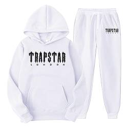 Trapstar Herren und Damen Jogginganzug 2-Teilig Herbst Winter Leichte Trainingsanzug Sportanzug Tracksuit Unisex Jogging Anzug Set mit Hoodie und Hose Buchstaben Gedruckt Pullover Sweatpants Suit von Chejarity