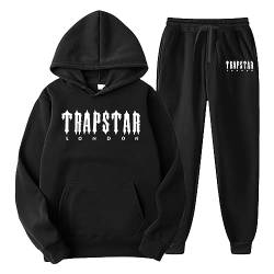 Trapstar Herren und Damen Jogginganzug 2-Teilig Herbst Winter Leichte Trainingsanzug Sportanzug Tracksuit Unisex Jogging Anzug Set mit Hoodie und Hose Buchstaben Gedruckt Pullover Sweatpants Suit von Chejarity