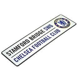 Chelsea FC Metallschild mit offiziellem Clubwappen und Stadionadresse (EinheitsgröÃŸe) (WeiÃŸ) von Chelsea F.C.